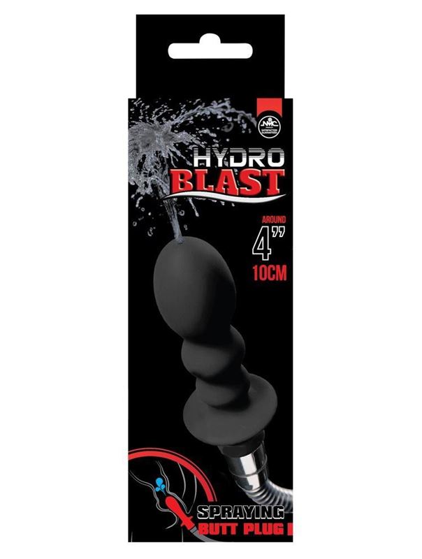 Чёрная насадка для душа HYDROBLAST 4INCH BUTTPLUG SHAPE DOUCHE для анальной стимуляции