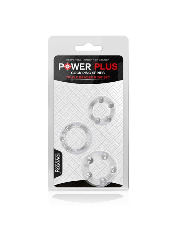 Набор из 3 прозрачных эрекционных колец Power Plus