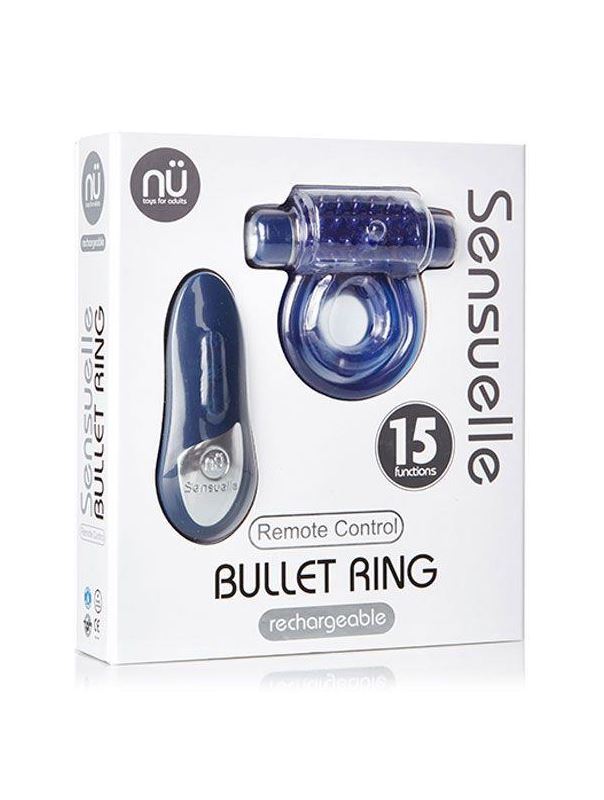Синее эрекционное виброкольцо REMOTE BULLET COCKRING