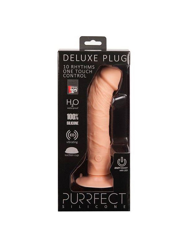 Телесный вибратор на присоске PURRFECT SILICONE - ONE TOUCH (20,5 см)