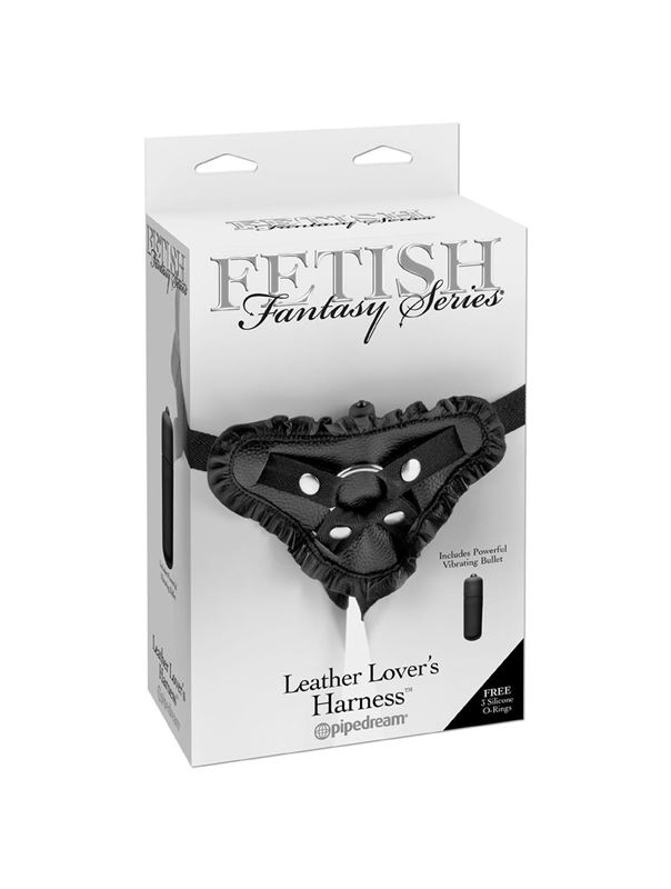 Женские трусики с рюшами для крепления страпона Leather Lovers Harness