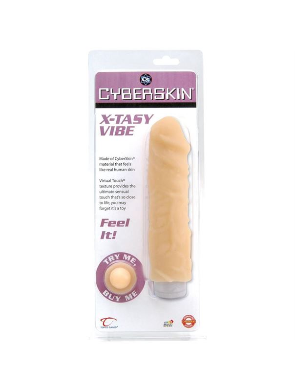 Ребристый вибратор телесного цвета X-Tasy Vibe - 20,3 см.