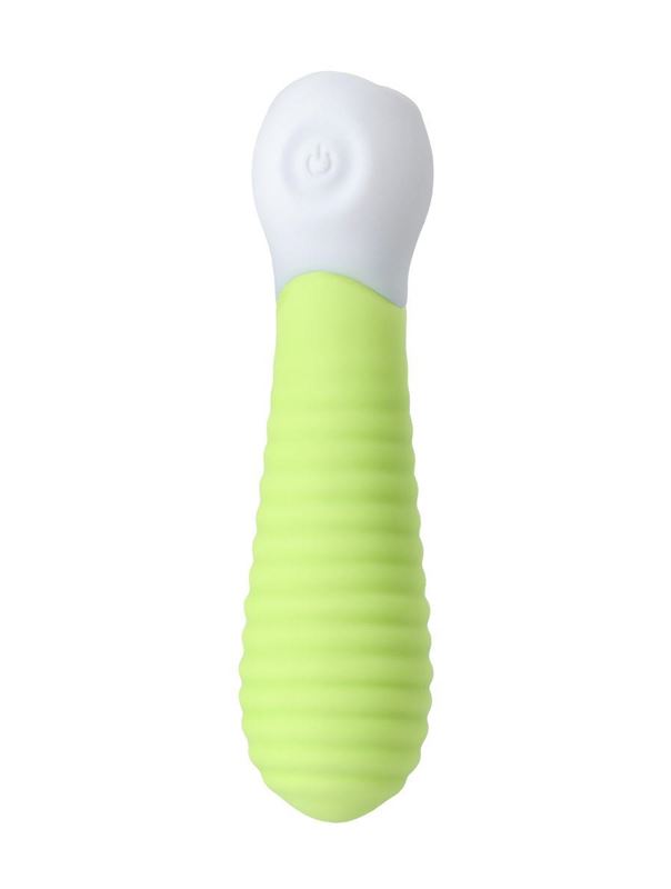 Лаймовый мини-вибратор MINI 2 с ребрами (11,8 см)