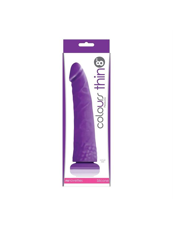 Фиолетовый фаллоимитатор без мошонки Pleasures Thin 8 Dildo - 20 см.