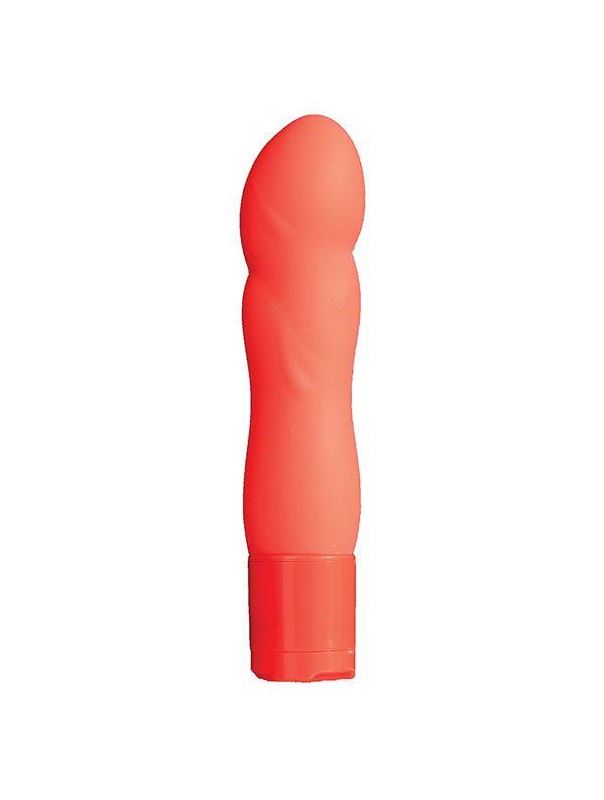 Оранжевый мини-вибратор NEON BLISS VIBRATOR - 9 см.