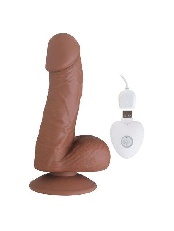 Коричневый вибратор SEDUCER 20 Function Ballsy Stud (16,5 см)