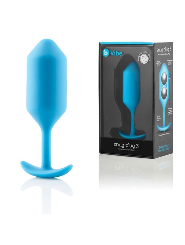 Голубая анальная пробка для ношения B-vibe - Snug Plug 3 (12,7 см)