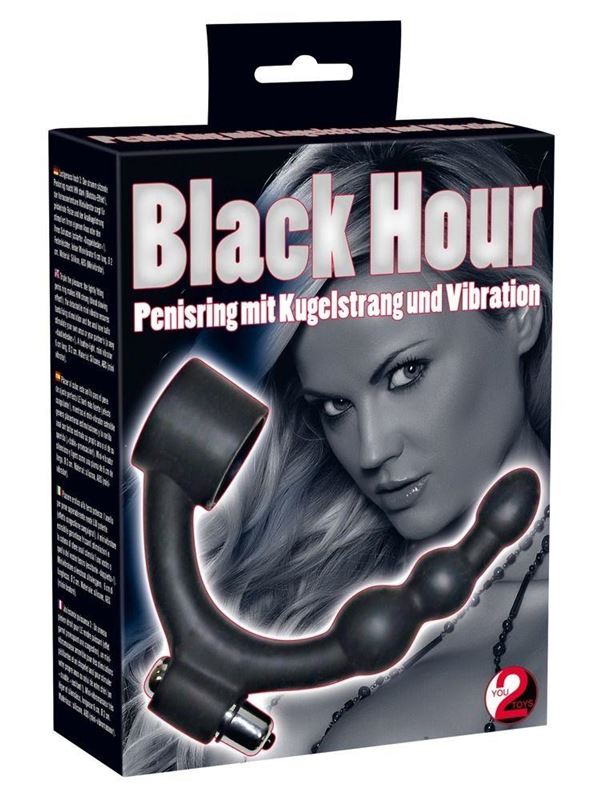 Эрекционное кольцо с вибрацией и анальным стимулятором Black Hour Penisring