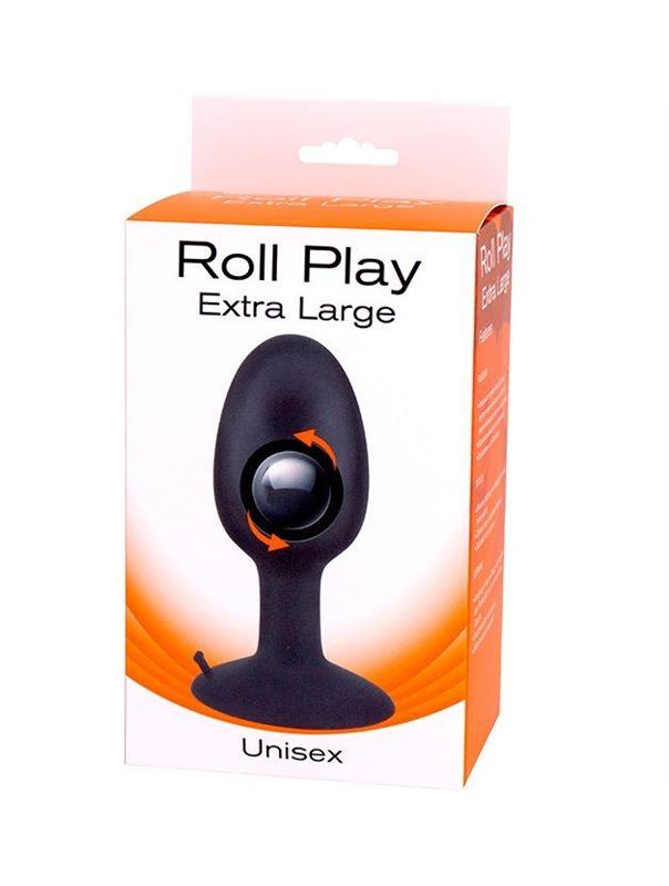 Черная анальная пробка со смещенным центром тяжести ROLL PLAY EXTRA LARGE (12 см)