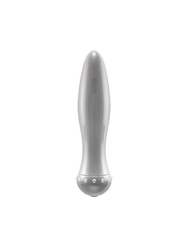 Вибратор-торпеда с кристалликами The Gem Silver - 16,6 см.