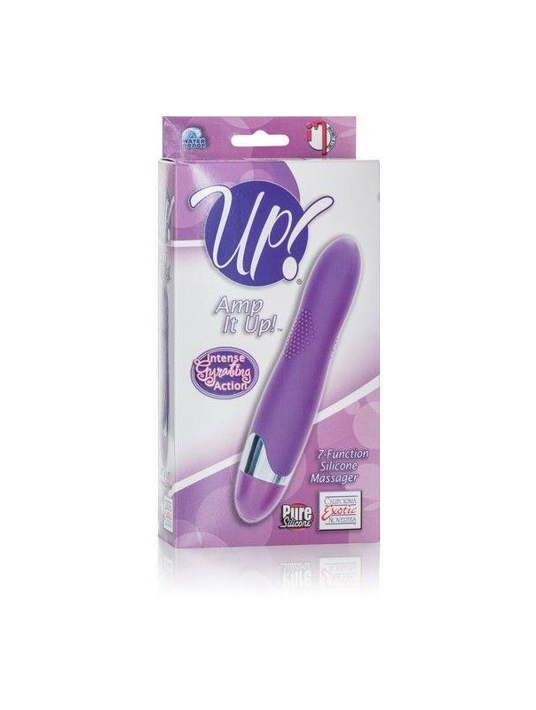 Фиолетовый вибромассажер Amp it Up! 7-Function Silicone Massager - 14 см.