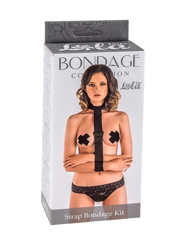 Ошейник с длинной лентой и наручниками Strap Bondage Kit Plus Size