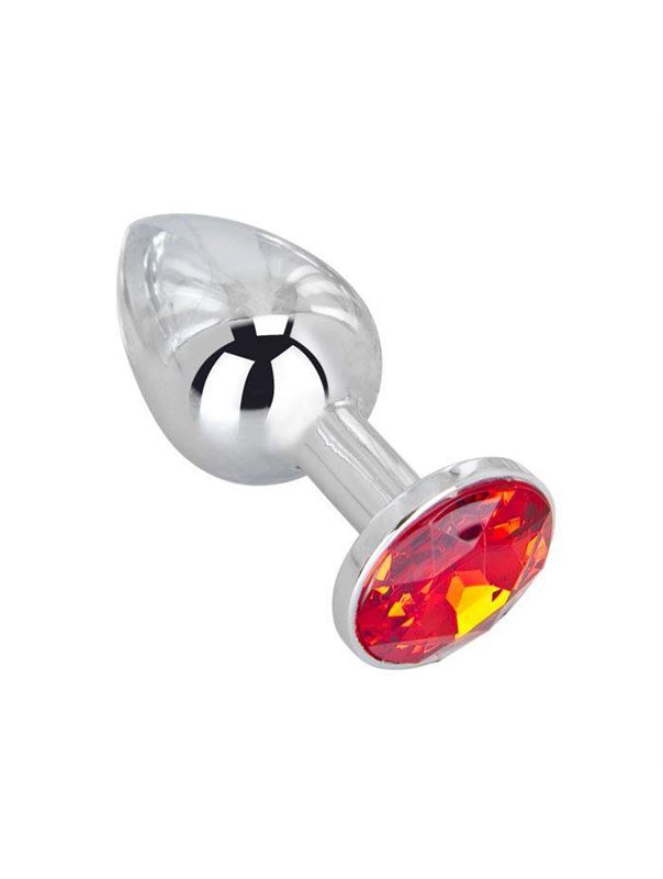 Мини-плаг из стали с красным кристаллом Red Flame - 6,5 см.