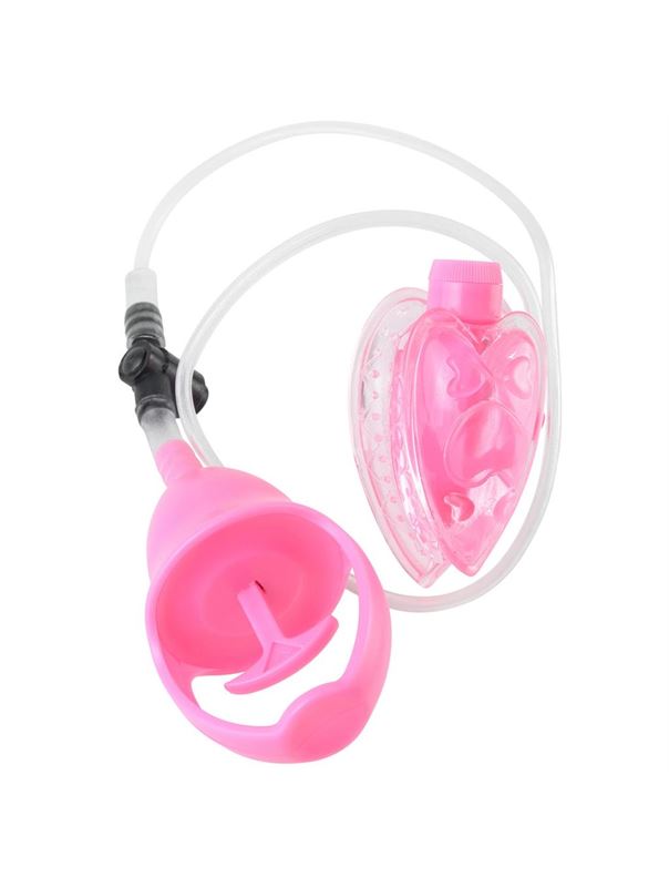 Розовая вакуумная помпа для клитора Vibrating Mini Pussy Pump с вибрацией