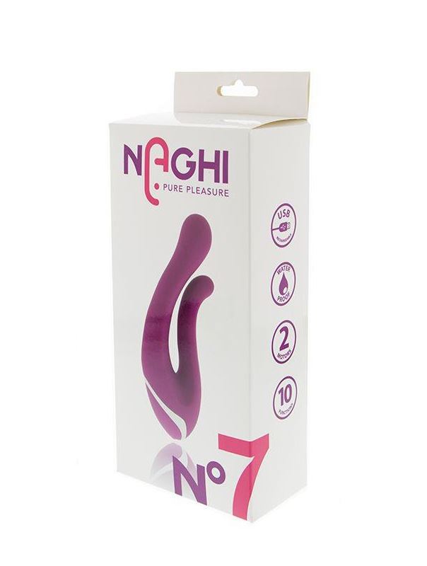 Фиолетовый вибратор с клиторальным отростком NAGHI NO.7 (16 см)