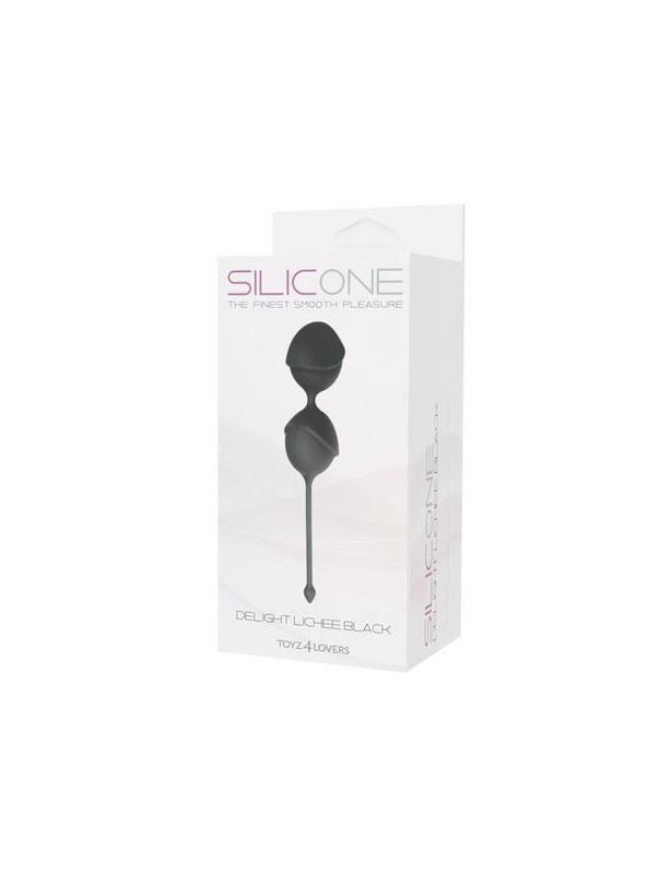 Чёрные вагинальные шарики DELIGHT PUSSY LICHEE SILICONE