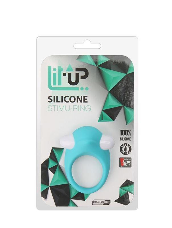 Голубое эрекционное кольцо LIT-UP SILICONE STIMU RING 6