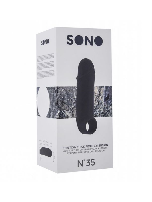 Чёрная удлиняющая насадка Stretchy Thick Penis Extension No.35 - 15,2 см.