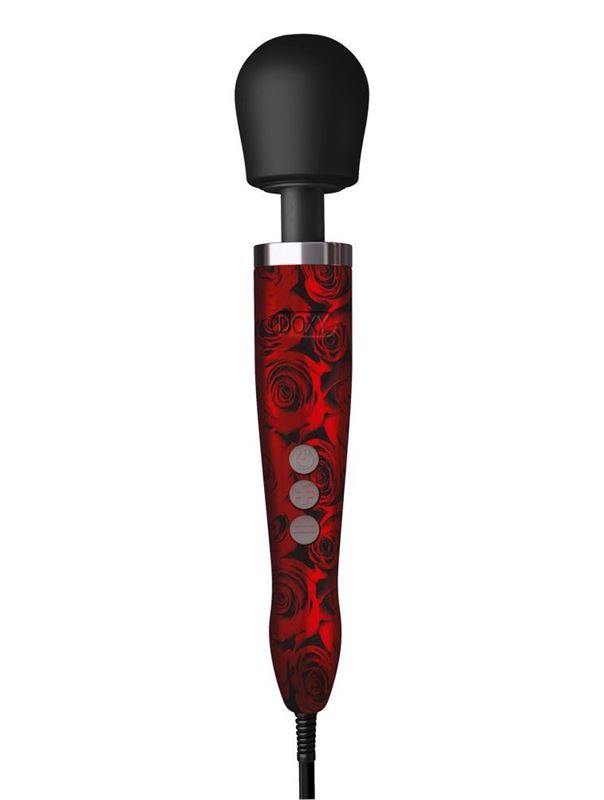 Красно-черный жезловый вибратор Doxy Die Cast с розами (37 см)