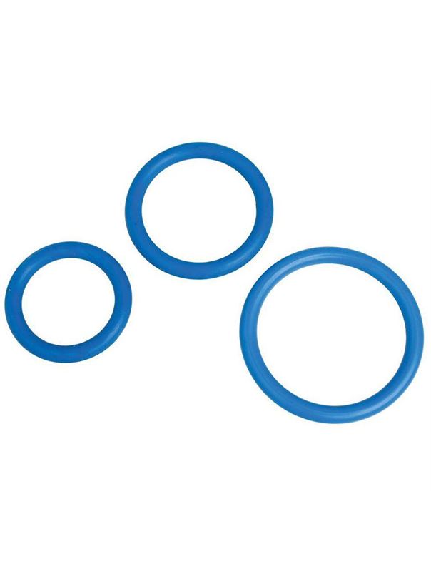Набор из 3 синих эрекционных колец MENZSTUFF COMPLETE SET OF COCKRINGS