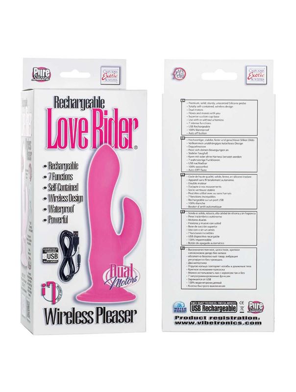 Розовый двухголовый вибратор-насадка Wireless Pleaser