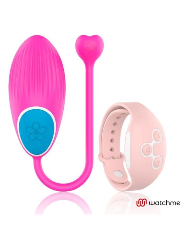 Розовое виброяйцо с нежно-розовым пультом-часами Wearwatch Egg Wireless Watchme
