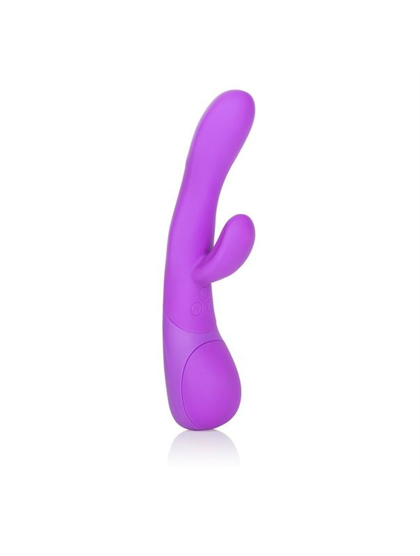 Фиолетовый вибромассажер Impress Tongue со стимуляцией клитора - 18 см.