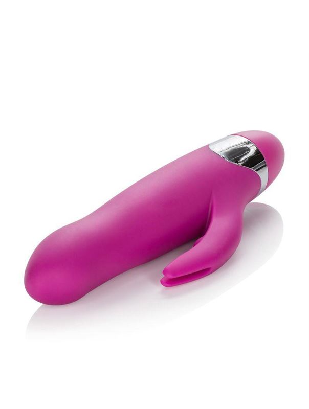 Вибромассажер с клиторальной стимуляцией Turn it Up! 7-Function Silicone Massager - 20,3 см.