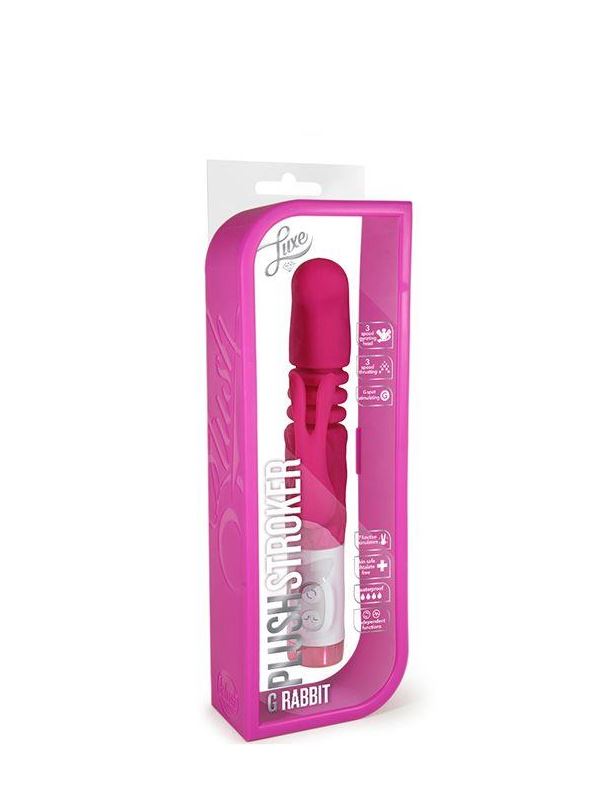 Розовый вибратор с клиторальным зайчиком G rabbit Plush Stroker - 22,2 см.
