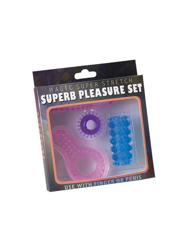 Набор Super Pleasure Set из 4 разноцветных желейных насадок на пенис