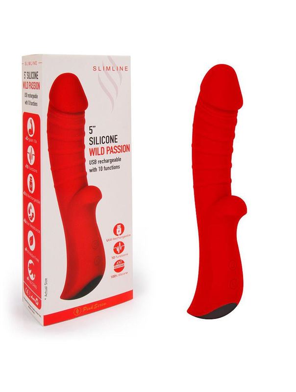 Красный вибратор 5" Silicone Wild Passion (19,1 см)