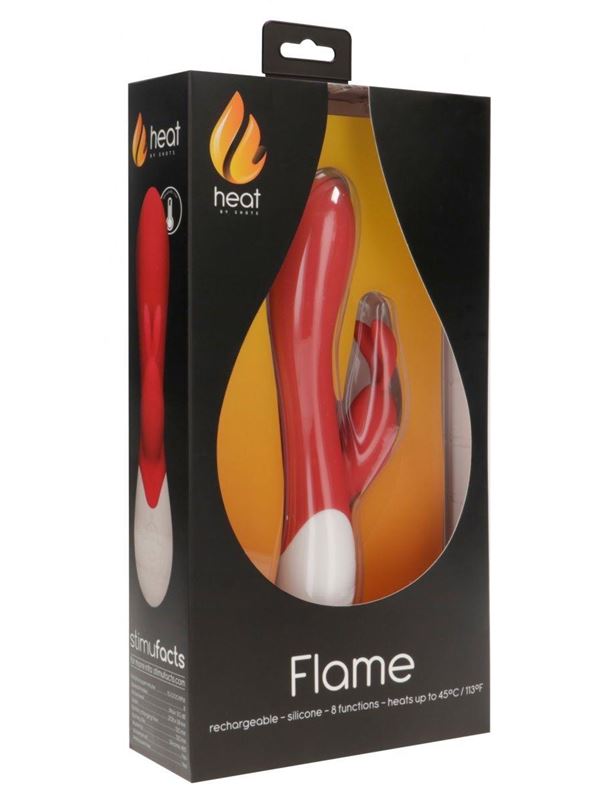 Красный вибратор кролик Flame с функцией нагрева (20 см)