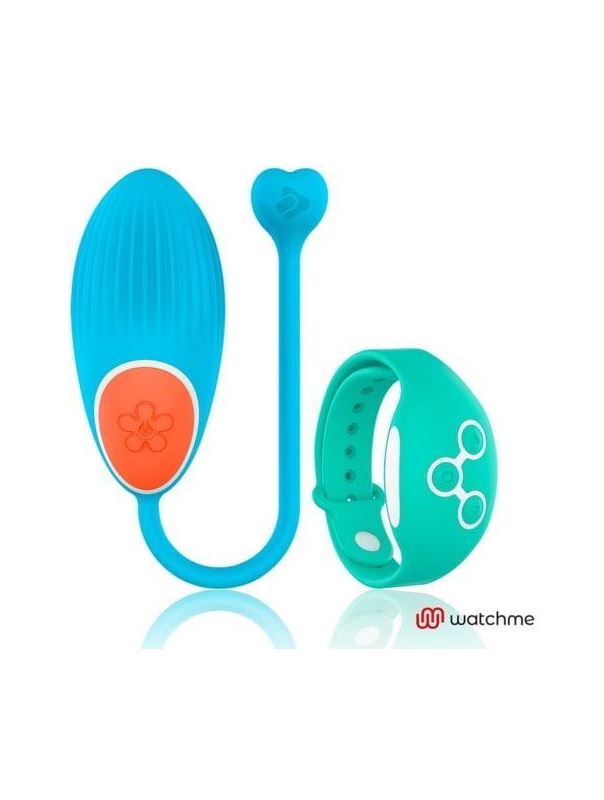 Голубое виброяйцо с зеленым пультом-часами Wearwatch Egg Wireless Watchme