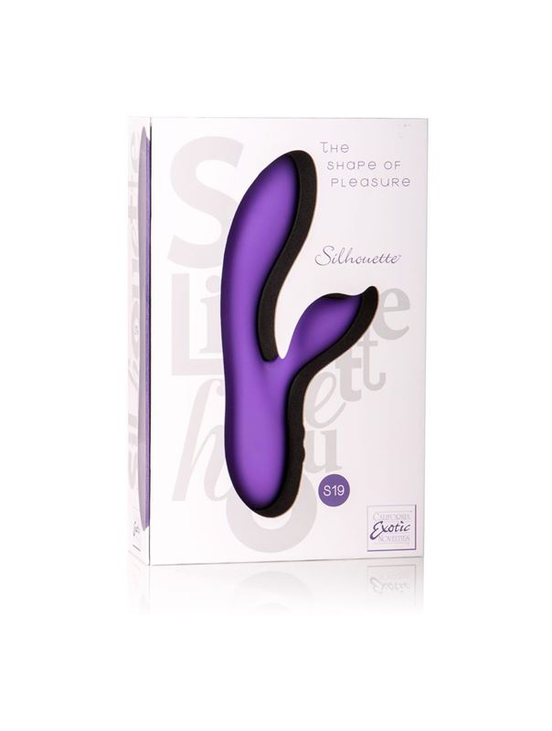 Фиолетовый вибромассажер с лепестком для стимуляции клитора Silhouette S19