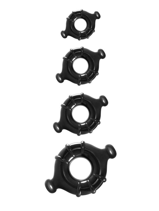 Набор черных эрекционных колец Vitality Rings разного диаметра