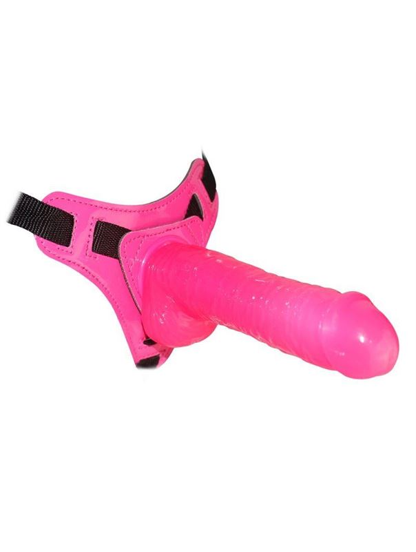 Розовый вибрострапон 7" Harness Realistic Dong (17,5 см)