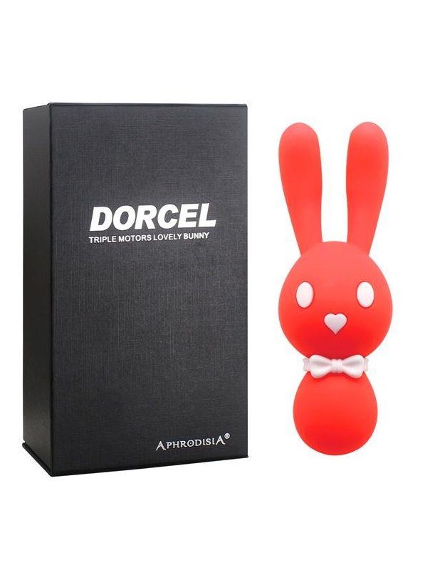 Оранжевый вибростимулятор-зайчик Dorcel - 16 см.