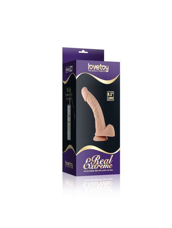 Вибратор телесного цвета Real Extreme Curved - 21,5 см.
