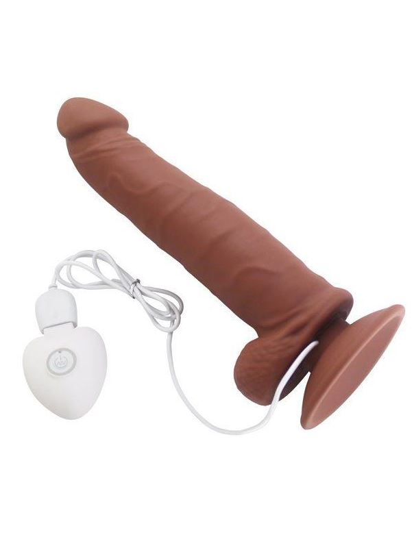 Коричневый вибратор SEDUCER 20 Function Perfect Peter (20,5 см)