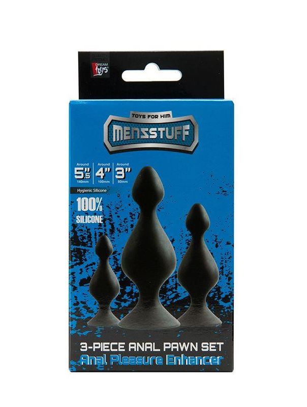 Набор из 3 чёрных анальных силиконовых втулок MENZSTUFF - 3-PIECE ANAL PAWN SET