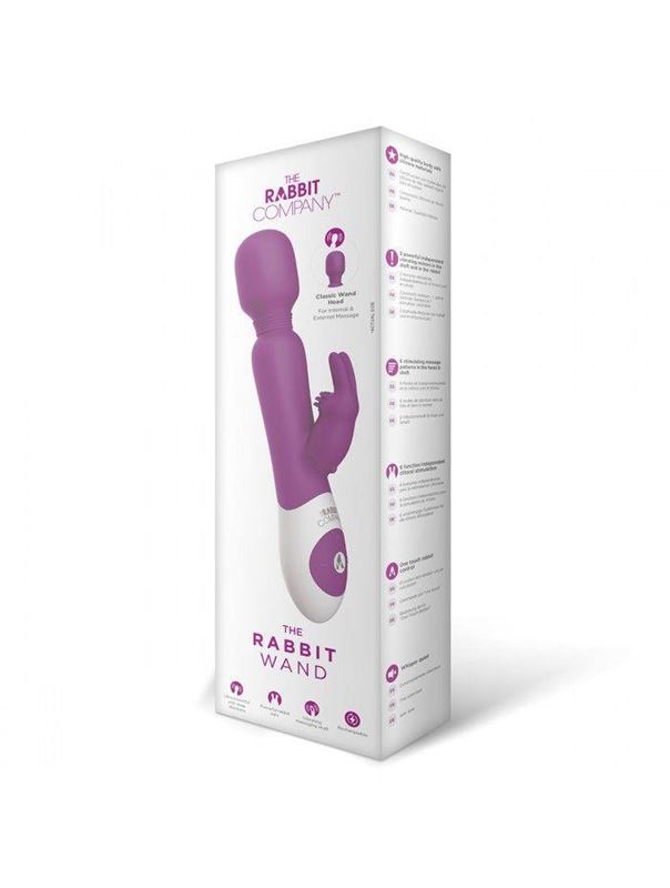Ярко-розовый жезловый вибратор с клиторальным отростком Wand Rabbit