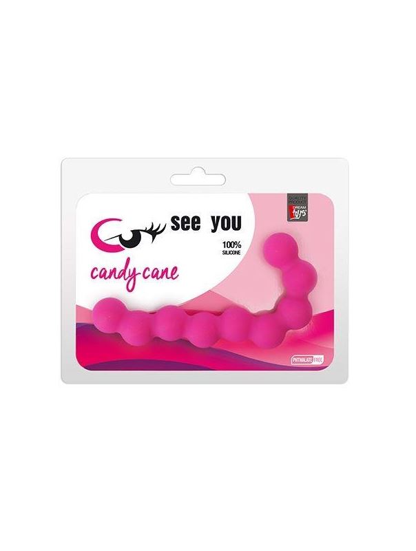 Розовая анальная цепочка SEE YOU CANDY CANE ANAL BEADS (13,1 см)