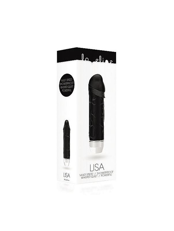 Чёрный фаллический вибратор Lisa - 14,7 см.