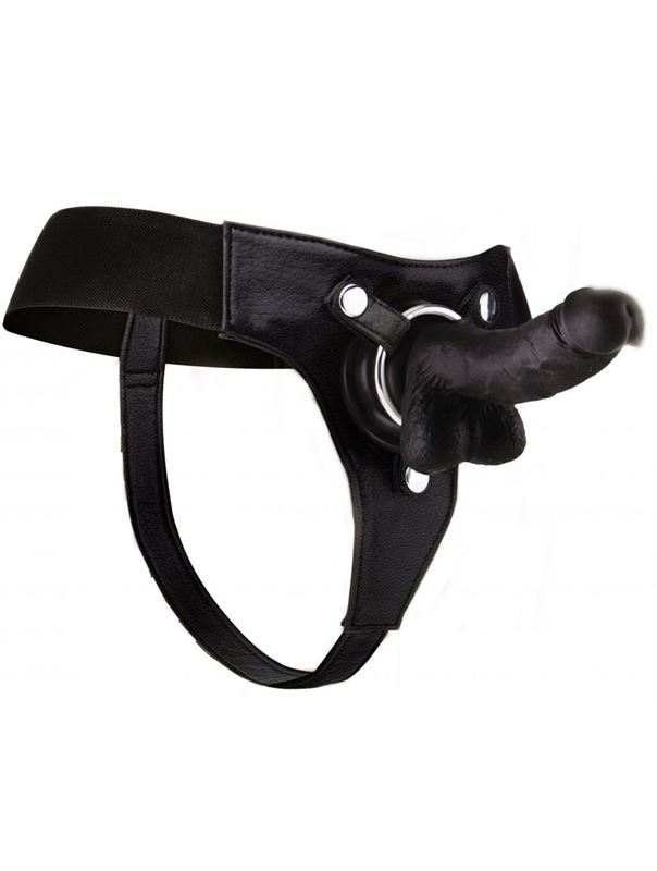 Чёрный страпон Realistic 7" Strap-On (21,3 см)