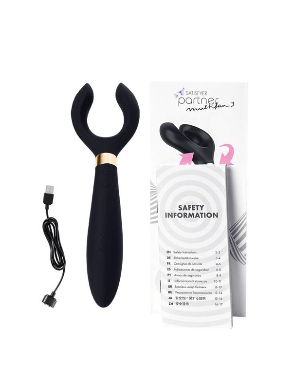 Чёрный вибромассажер для пар Satisfyer Partner Multifun 3