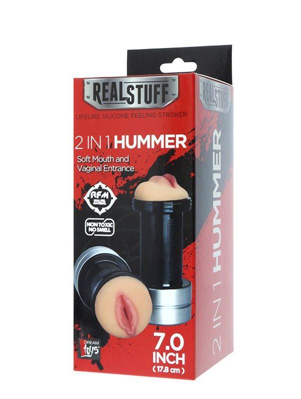 Двусторонний мастурбатор REALSTUFF 2 IN 1 HUMMER MOUTH  VAGINA - ротик и вагина