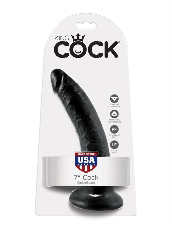 Чёрный фаллоимитатор с присоской 7" King Cock (17,8 см)