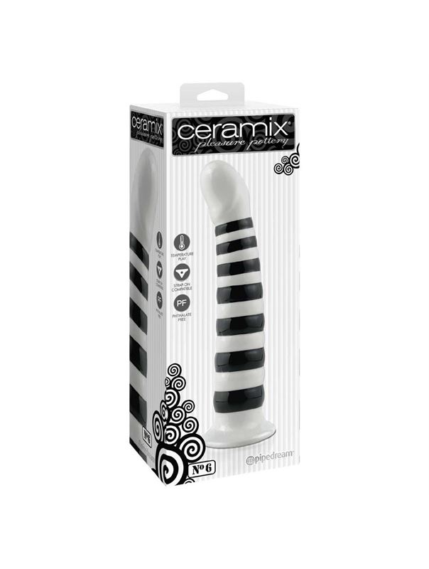 Черно-белый керамический стимулятор CERAMIX №6 в полоску (21 см)