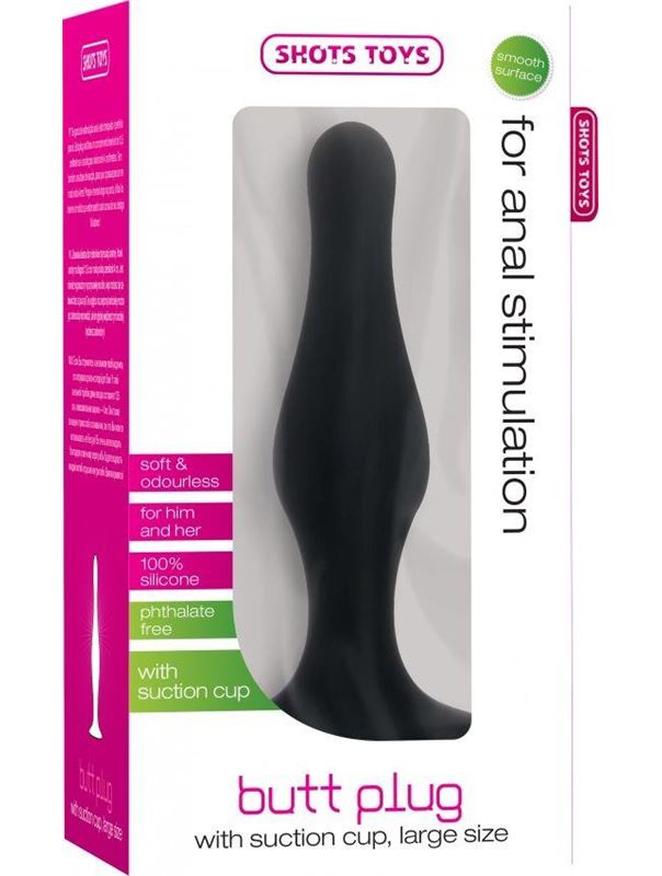 Чёрная фигурная анальная пробка Butt Plug with Suction Cup Large