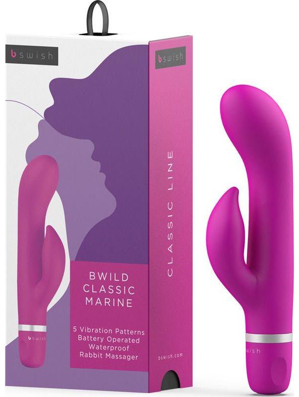 Ярко-розовый вибратор кролик Bwild Classic Marine (19,3 см)
